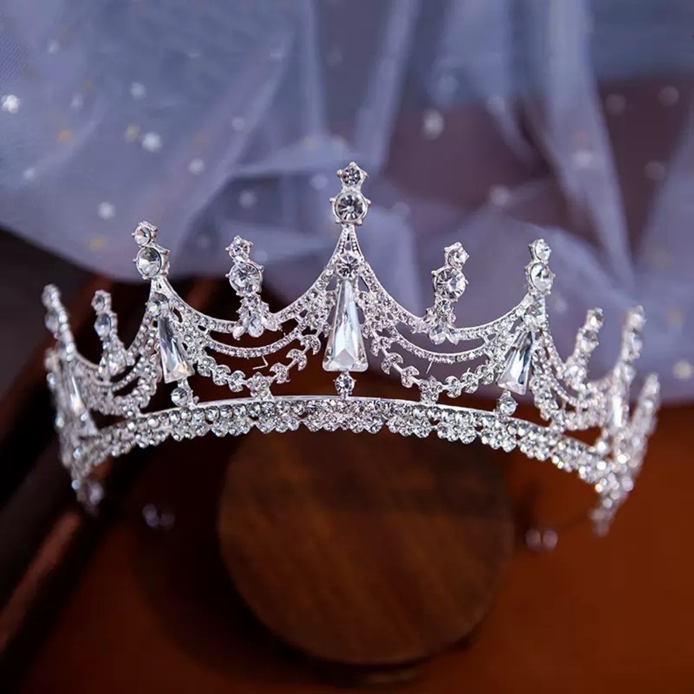 Crystal Bridal Tiara Crown - Silver Rhinestone Hair Accessory